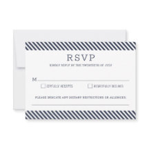 Nautical Striped Navy Blue Wedding Repcard