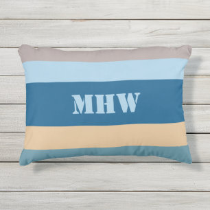 Nautical Stripes benutzerdefiniertes Monogramm-Wur Kissen Für Draußen