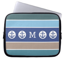 Nautical Stripes kundenspezifische Laptop-Ärmel fü