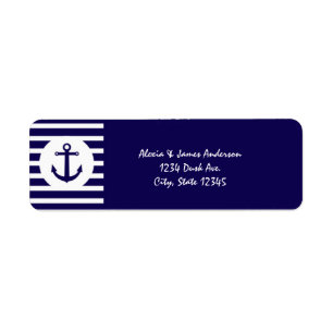 Nautical Stripes Navy Blue Elegante Address Labels