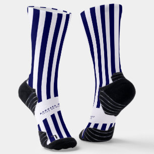 Nautical Stripes Navy Blue Trendy Stylish Socken
