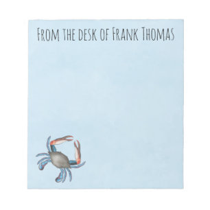 Nautical Stylish Nature Blue Crab Typografie Notizblock