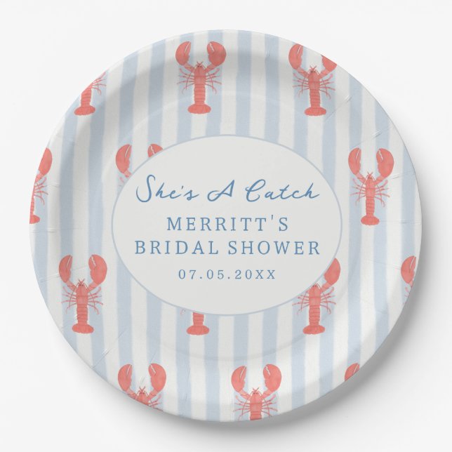 Nautical Summer Lobster Bridal Shower Paper Plates Pappteller (Vorderseite)