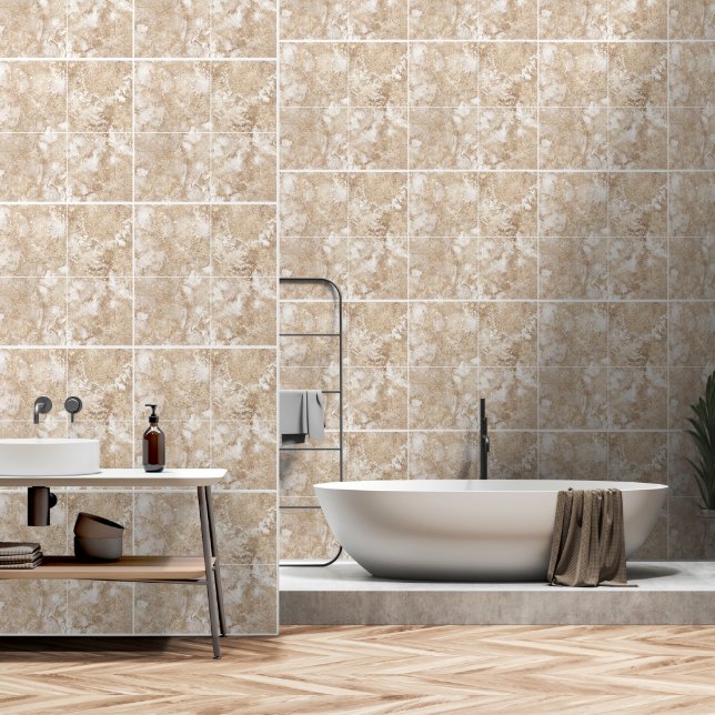 Nautical Tan Sand Colored Lite Khaki Imitats Tiles Tapete (Badezimmer)