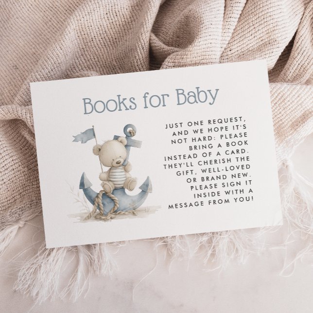 Nautical Teddy Bear Baby Shower Books for Baby Begleitkarte (Von Creator hochgeladen)