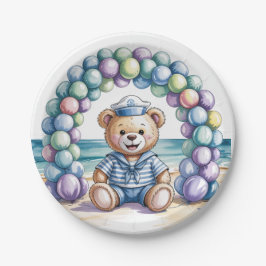 Nautical Teddy Bear Beach Boy Baby Dusche Pappteller
