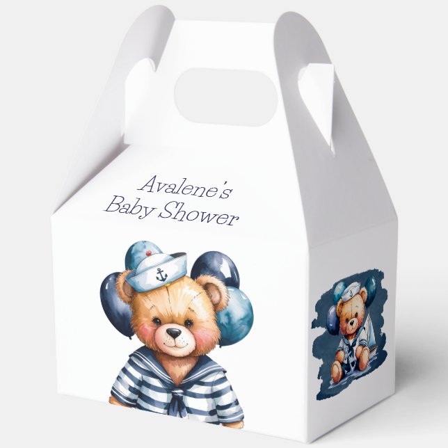 Nautical Teddy Bear Delight Boy Baby Dusche Geschenkschachtel (Rückseite)