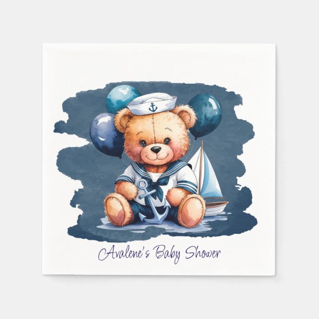 Nautical Teddy Bear Delight Boy Baby Dusche Serviette (Vorderseite)