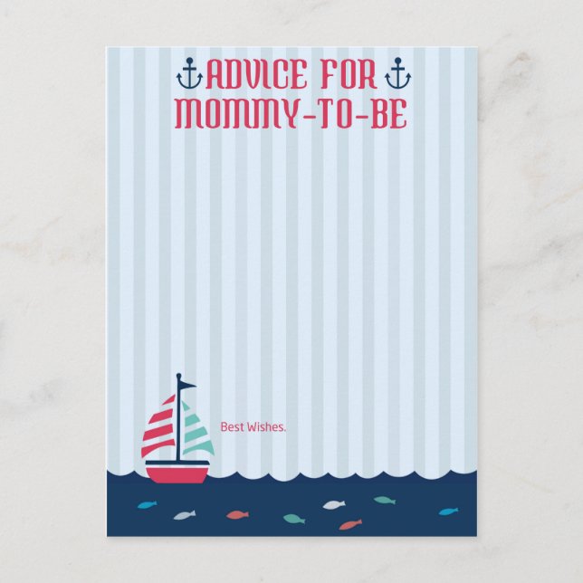 Nautical Theme - Advice card for Mommy-to-be Hinweiskarte (Vorderseite)