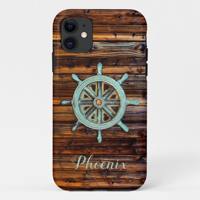 Nautical Theme Bronze Captains Wheel Case-Mate iPhone Hülle (Rückseite)