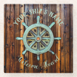 Nautical Theme Bronze Captains Wheel Glasuntersetzer