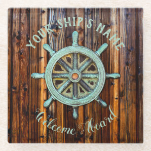 Nautical Theme Bronze Captains Wheel Glasuntersetzer