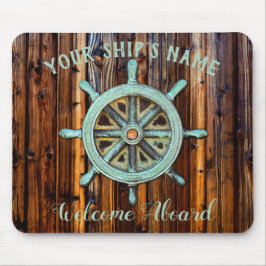 Nautical Theme Bronze Captains Wheel Mousepad