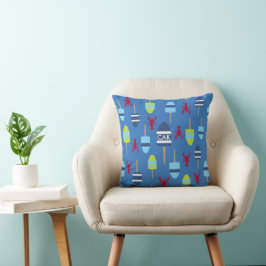 Nautical Theme Buoy and Hummer mit Monogramm Kissen