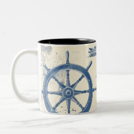 Nautical Theme Keramik Tasse mit Anchor, Helm und