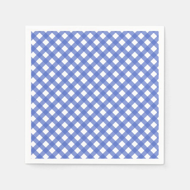 Nautical Theme - Navy Blue Gingham Paper Napkins Serviette (Vorderseite)
