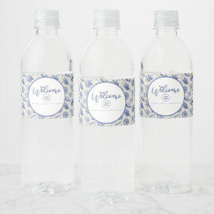 Nautical Themed Blue Seashell Wasserflaschenetikett