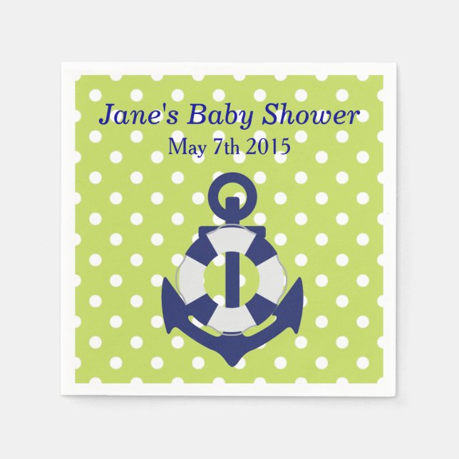 Nautical Themed Boy Babydusche Napkins Serviette (Vorderseite)