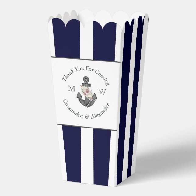 Nautical-Themed Floral Anchor White Navy Blau Geschenkschachtel (Vorderseite)