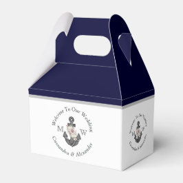 Nautical-Themed Floral Anchor White Navy Blau Geschenkschachtel