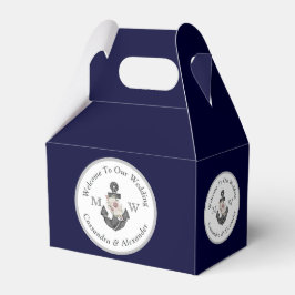 Nautical-Themed Floral Anchor White Navy Blau Geschenkschachtel