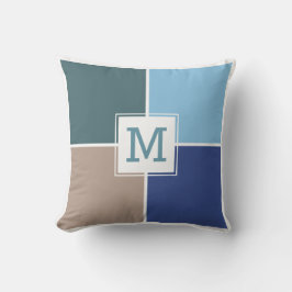 Nautical Tiles benutzerdefiniertes Monogramm-Wurfk Kissen