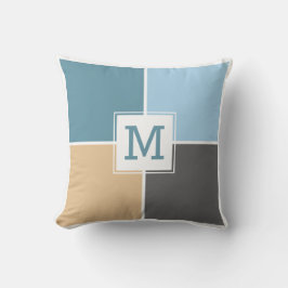 Nautical Tiles benutzerdefiniertes Monogramm-Wurfk Kissen