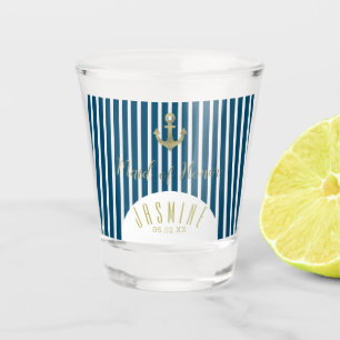 Nautical Trauzeugin Gold Anker Hochzeitslogo Schnapsglas