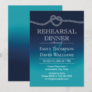 Nautical Tying The Knot Aqua Blue Probe Dinner Einladung