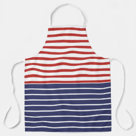 Nautical Vibes Blue Red White Striping Schürze