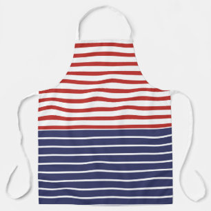 Nautical Vibes Blue Red White Striping Schürze