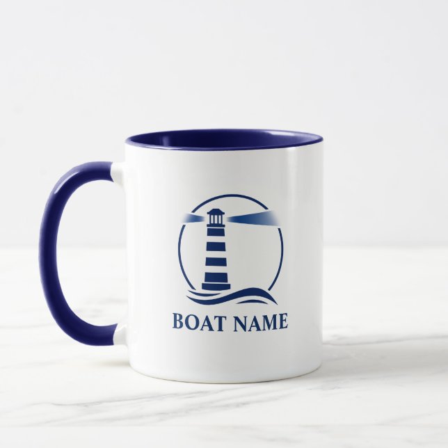 Nautical Vintag Lighthouse & Ihr Boot oder Name Tasse (Links)