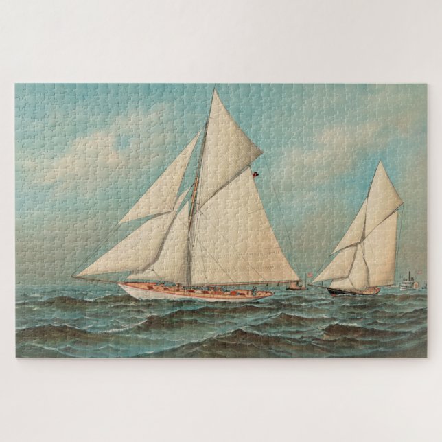 Nautical Vintag Yachten Racing #1 Canvas Print Puzzle (Horizontal)