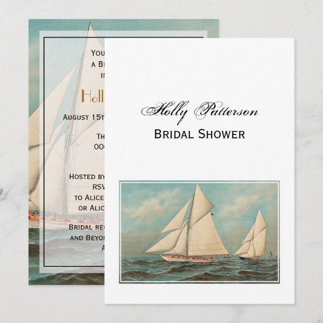 Nautical Vintag Yachten Racing #1 Einladung (Vorne/Hinten)