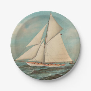 Nautical Vintag Yachten Racing #1 Pappteller