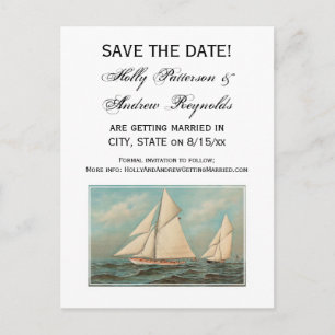 Nautical Vintag Yachten Racing #1 Save the Date Ankündigungspostkarte