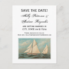 Nautical Vintag Yachten Racing #1 Save the Date Ankündigungspostkarte