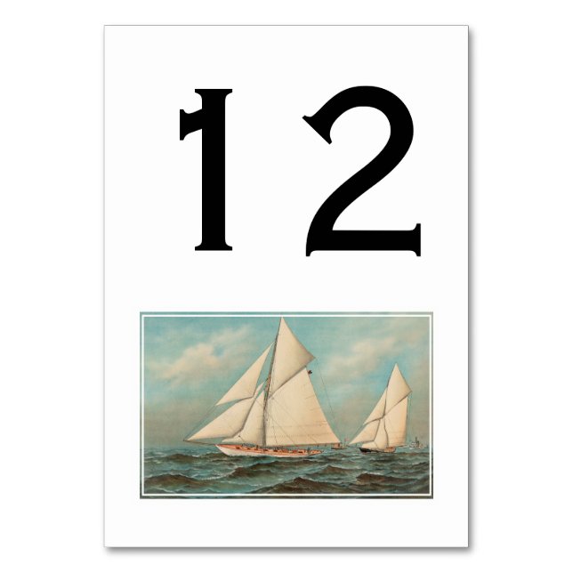 Nautical Vintag Yachten Racing #1 Tischnummer (Vorderseite)