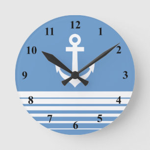 Nautical wall clock with ship anchor runde wanduhr
