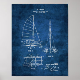 Nautical Wall Decor Nursery Sailboat Blueprint #6 Poster