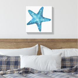 Nautical Watercolor Blue Starfish Leinwanddruck