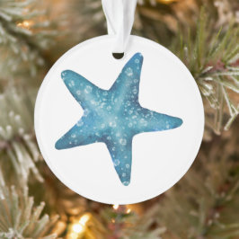 Nautical Watercolor Blue Starfish Ornament