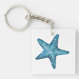 Nautical Watercolor Blue Starfish Schlüsselanhänger