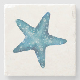 Nautical Watercolor Blue Starfish Steinuntersetzer