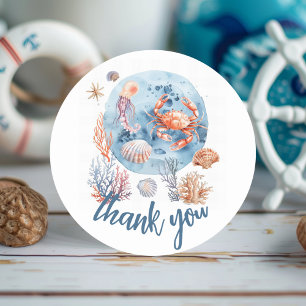 "Nautical Watercolor Coral Reef Deluxe Runder Aufkleber