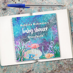 Nautical Watercolor Glitzer Baby Showbook Notizbuch