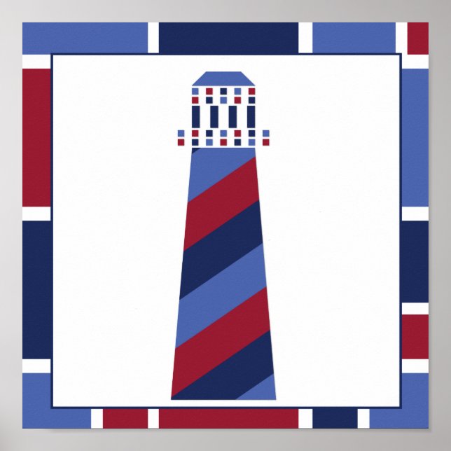 Nautical Wave Kinderzimmer Lighthouse Poster (Vorne)