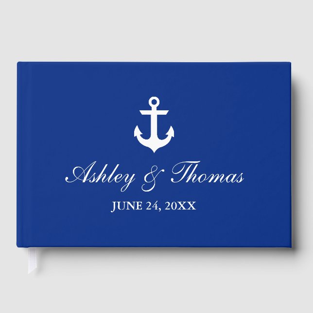 Nautical Wedding Anchor Blue Gästebuch (Vorderseite)