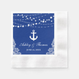 Nautical Wedding Anchor Lights & Lace Blue C Serviette