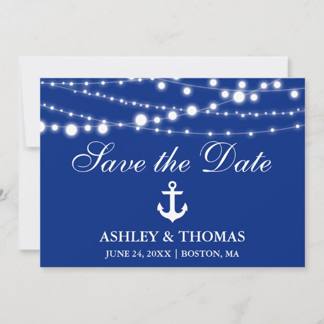 Nautical Wedding Anchor Lights Save the Date (Vorderseite)